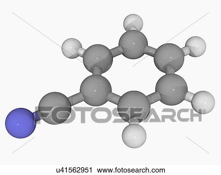 Clip Art - Benzonitrile molecule. Fotosearch