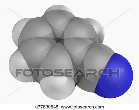Stock Illustration - Benzonitrile molecule. Fotosearch