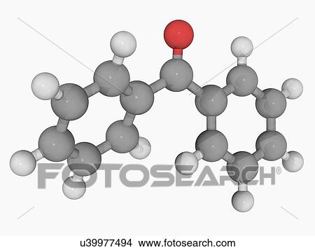 Stock Illustration - Benzophenone molecule. Fotosearch