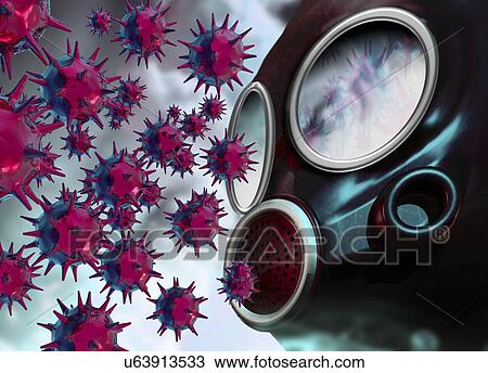 Drawing - Biological warfare, conceptual artwork. Fotosearch