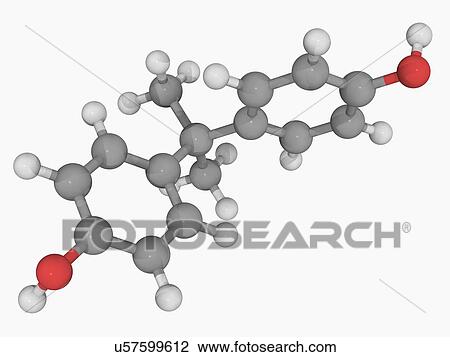 Drawing - Bisphenol A molecule. Fotosearch