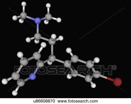 Brompheniramine drug molecule View Large Illustration Clipart - Brompheniramine drug molecule. Fotosearch
