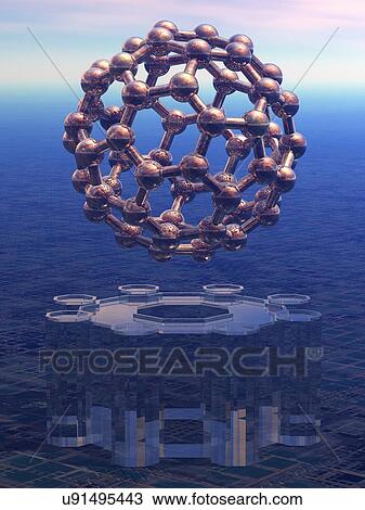 Buckyball molecule, artwork View Large Illustration Drawing - Buckyball molecule, artwork. Fotosearch