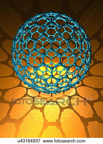 Stock Illustration - Buckyball molecule, artwork. Fotosearch