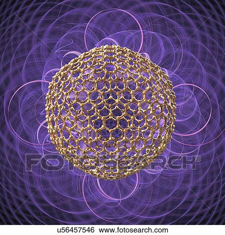 Stock Illustration - Buckyball molecule, artwork. Fotosearch