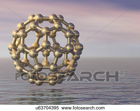 Stock Illustration - Buckyball molecule, artwork. Fotosearch