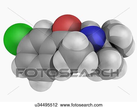 Drawing - Bupropion drug molecule. Fotosearch