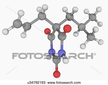 Butalbital drug molecule View Large Illustration Drawing - Butalbital drug molecule. Fotosearch