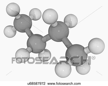 Drawing - Butane molecule. Fotosearch