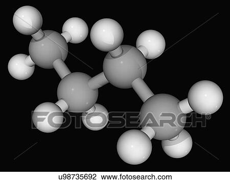 Drawing - Butane molecule. Fotosearch