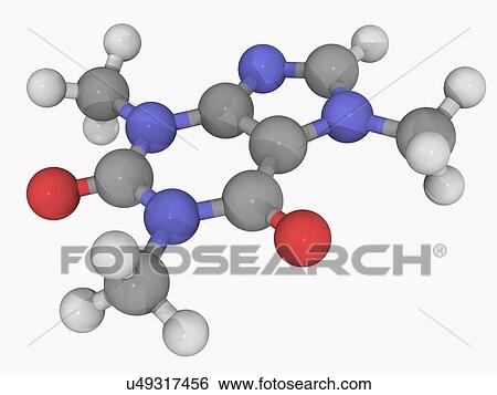Stock Illustration - Caffeine drug molecule. Fotosearch