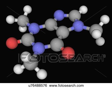 Stock Illustration - Caffeine drug molecule. Fotosearch