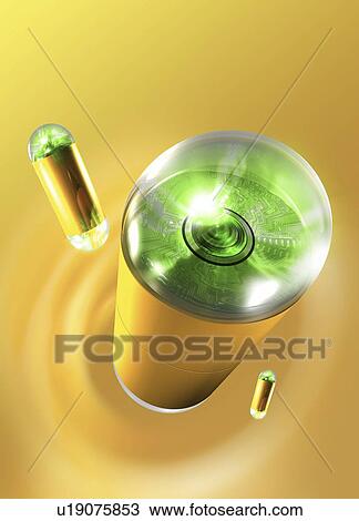 Drawing - Capsule endoscope, artwork. Fotosearch
