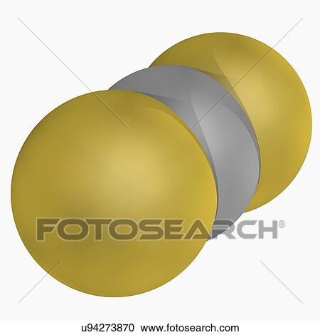Clipart - Carbon disulfide molecule. Fotosearch