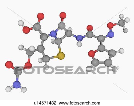 Drawing - Cefuroxime drug molecule. Fotosearch