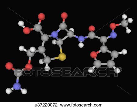 Drawing - Cefuroxime drug molecule. Fotosearch