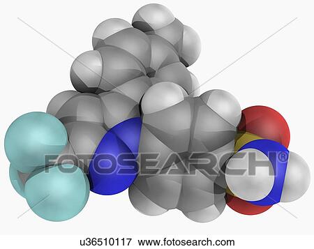 Stock Illustration - Celecoxib drug molecule. Fotosearch