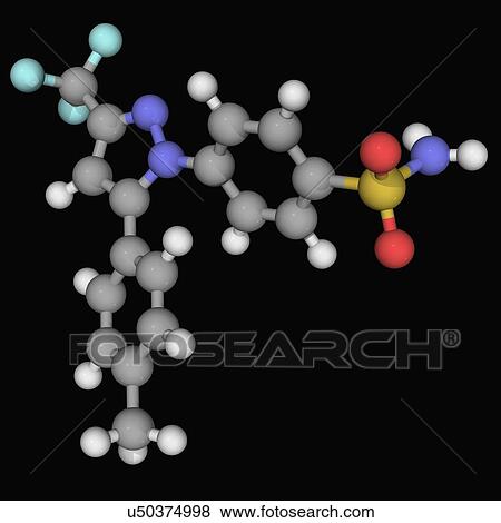 Celecoxib drug molecule View Large Illustration Stock Illustration - Celecoxib drug molecule. Fotosearch