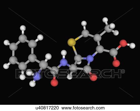 Clipart - Cephalexin drug molecule. Fotosearch