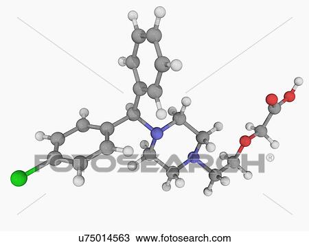 Drawing - Cetirizine drug molecule. Fotosearch