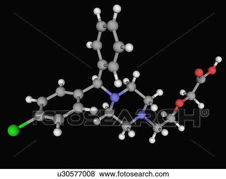 Stock Illustration - Cetirizine drug molecule. Fotosearch