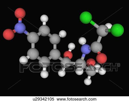 Stock Illustration - Chloramphenicol drug molecule. Fotosearch