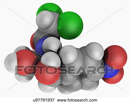Stock Illustration - Chloramphenicol drug molecule. Fotosearch