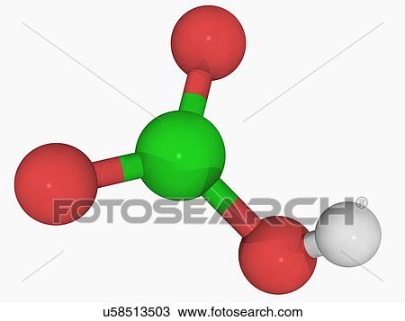 Drawing - Chloric acid molecule. Fotosearch