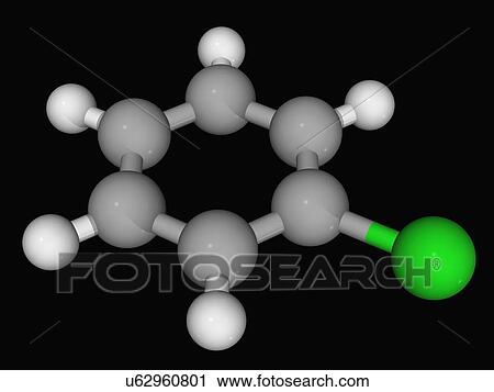 Chlorobenzene molecule View Large Illustration Clip Art - Chlorobenzene molecule. Fotosearch