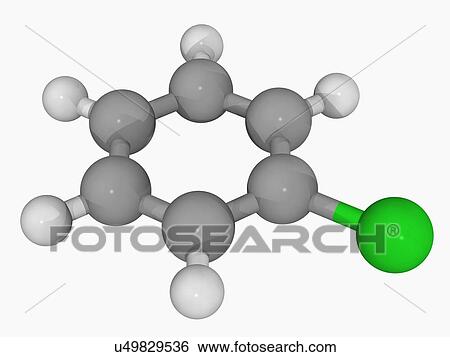 Stock Illustration - Chlorobenzene molecule. Fotosearch