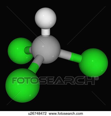 Drawing - Chloroform molecule. Fotosearch