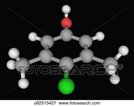 Chloroxylenol molecule View Large Illustration Stock Illustration - Chloroxylenol molecule. Fotosearch