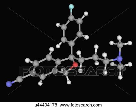 Citalopram drug molecule View Large Illustration Stock Illustration - Citalopram drug molecule. Fotosearch