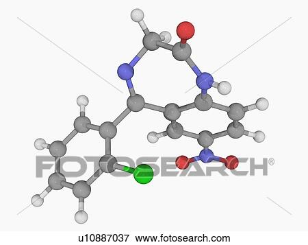 Stock Illustration - Clonazepam drug molecule. Fotosearch