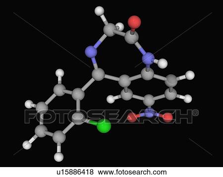 Stock Illustration - Clonazepam drug molecule. Fotosearch