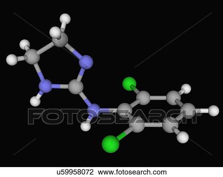 Clonidine drug molecule View Large Illustration Drawing - Clonidine drug molecule. Fotosearch