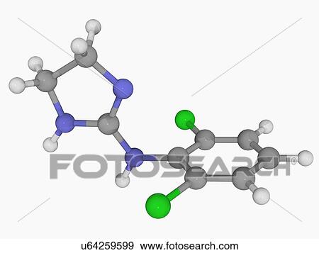 Stock Illustration - Clonidine drug molecule. Fotosearch