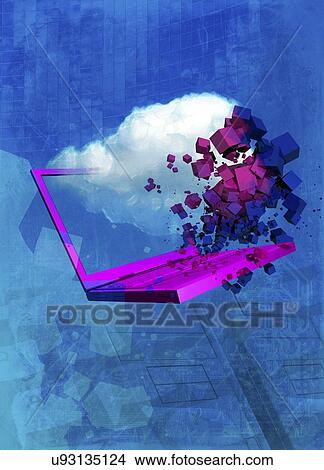 Cloud computing, conceptual artwork View Large Illustration Stock Illustration - Cloud computing, conceptual artwork. Fotosearch