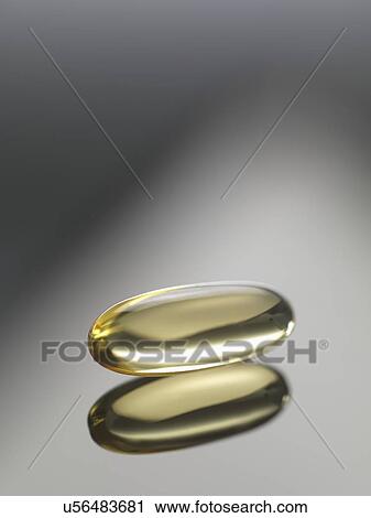 Clip Art - Cod liver oil capsule. Fotosearch