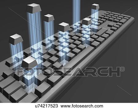 Computer keyboard, artwork View Large Illustration Drawing - Computer keyboard, artwork. Fotosearch