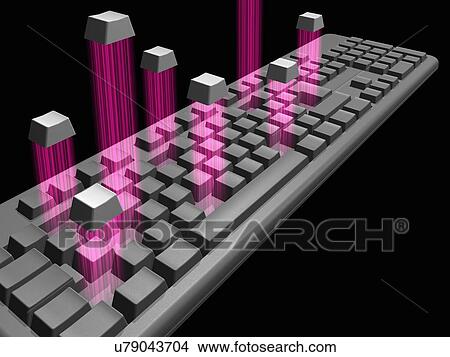 Computer keyboard, artwork View Large Illustration Stock Illustration - Computer keyboard, artwork. Fotosearch