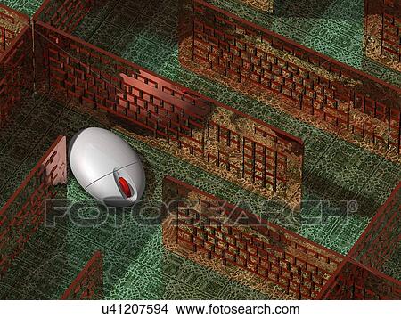 Computer mouse in a maze, artwork View Large Illustration Stock Illustration - Computer mouse in a maze, artwork. Fotosearch