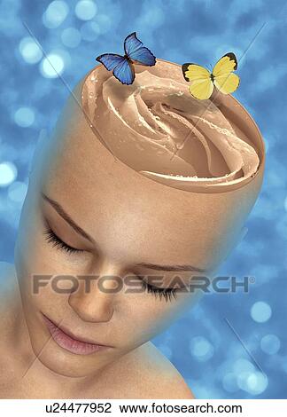 Drawing - Consciousness, conceptual artwork. Fotosearch