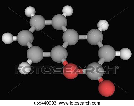 Drawing - Coumarin molecule. Fotosearch