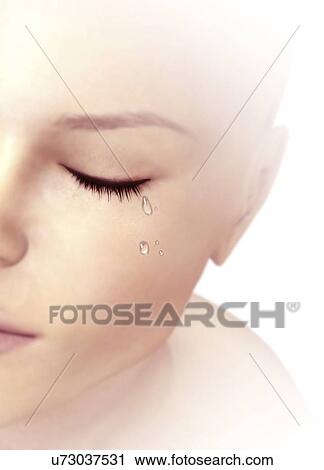 Clip Art - Crying woman, artwork. Fotosearch