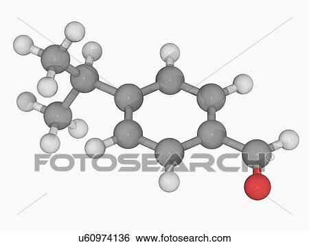 Cuminaldehyde molecule View Large Illustration Stock Illustration - Cuminaldehyde molecule. Fotosearch