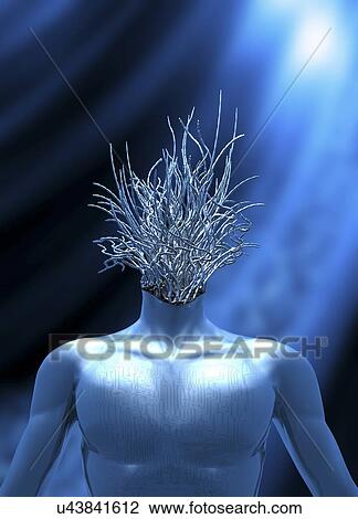 Drawing - Cyborg, conceptual artwork. Fotosearch