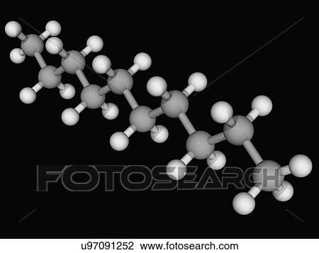 Drawing - Decane molecule. Fotosearch