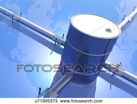 Drawing - Dependence on oil, conceptual artwork. Fotosearch