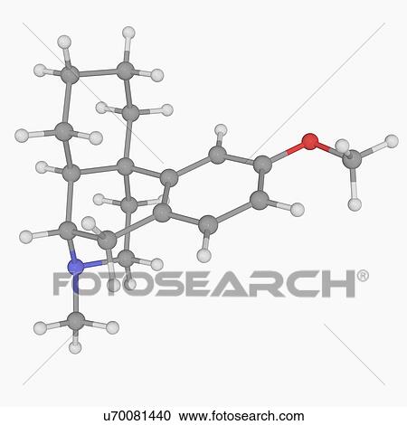 Clipart - Dextromethorphan drug molecule. Fotosearch